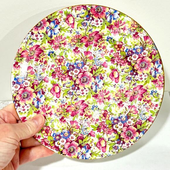 Royal Winton Grimwades English Sunshine chintz floral salad plate colorful 8" - Picture 1 of 5